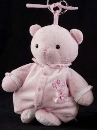 Carters Just One Year JOY Teddy Bear Musical Pull Pink Plush Lovey